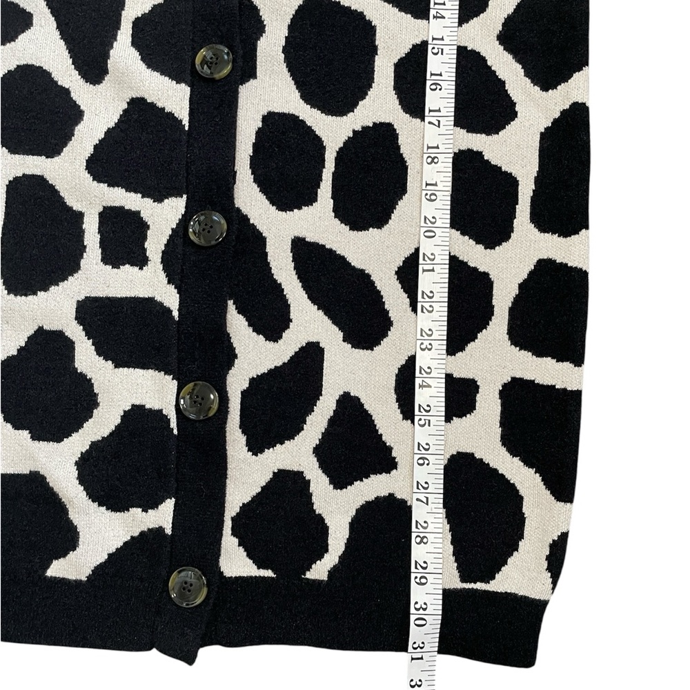 Ann Taylor Boyfriend Black/Light Tan Giraffe Print Knit Long Cardigan S NWOT - Picture 12 of 13